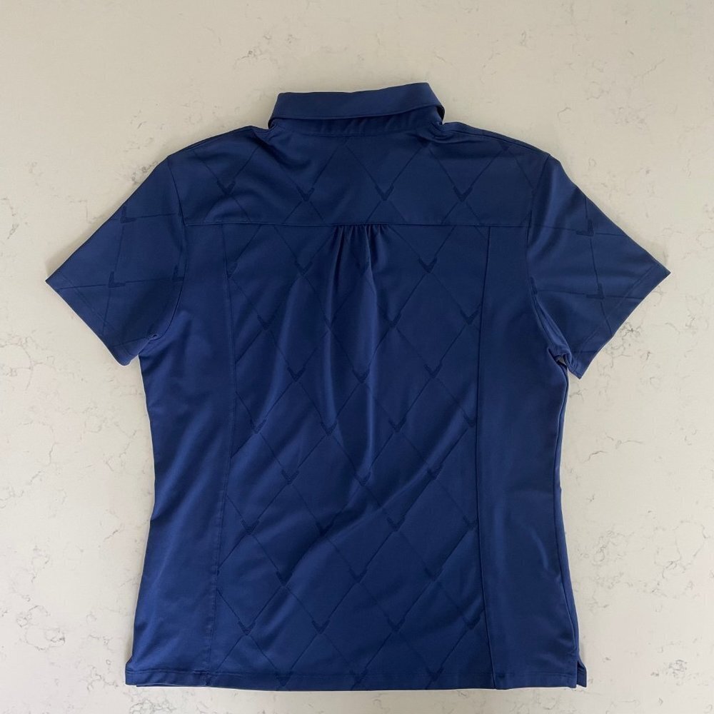 Callaway Athletic SS 5 Snap Polo Golf Shirt in Poly Blend Cobalt Blue Sz L NWOT - Picture 7 of 14